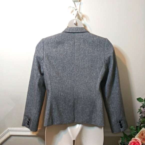 Banana Republic New Without Tag Dark Gray & White Herringbone Wool Blend Blazer - Picture 7 of 13